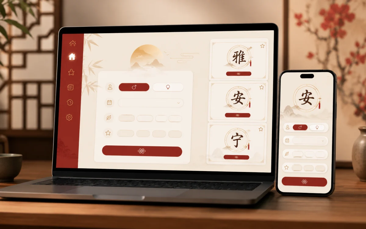 Male and female Chinese name examples with pinyin romanization