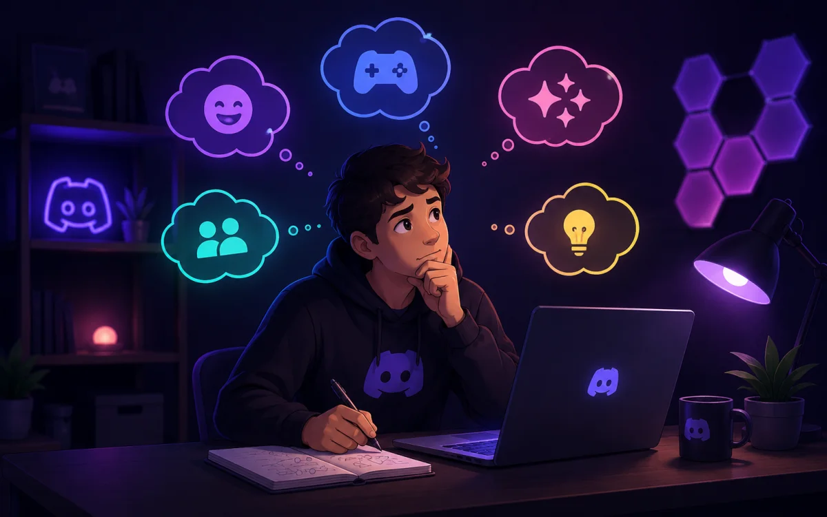 Study and nerdy Discord server name examples showing calm, productive community branding for focus groups