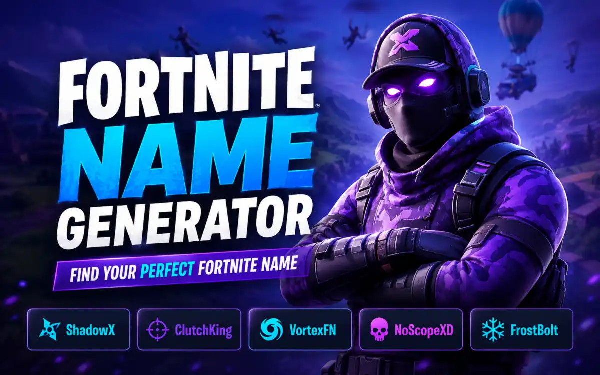 Creative Fortnite username ideas displayed on a gaming screen with vibrant colors