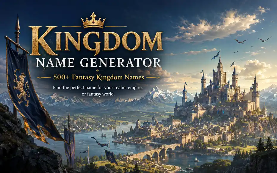 Fantasy kingdom name generator hero illustration