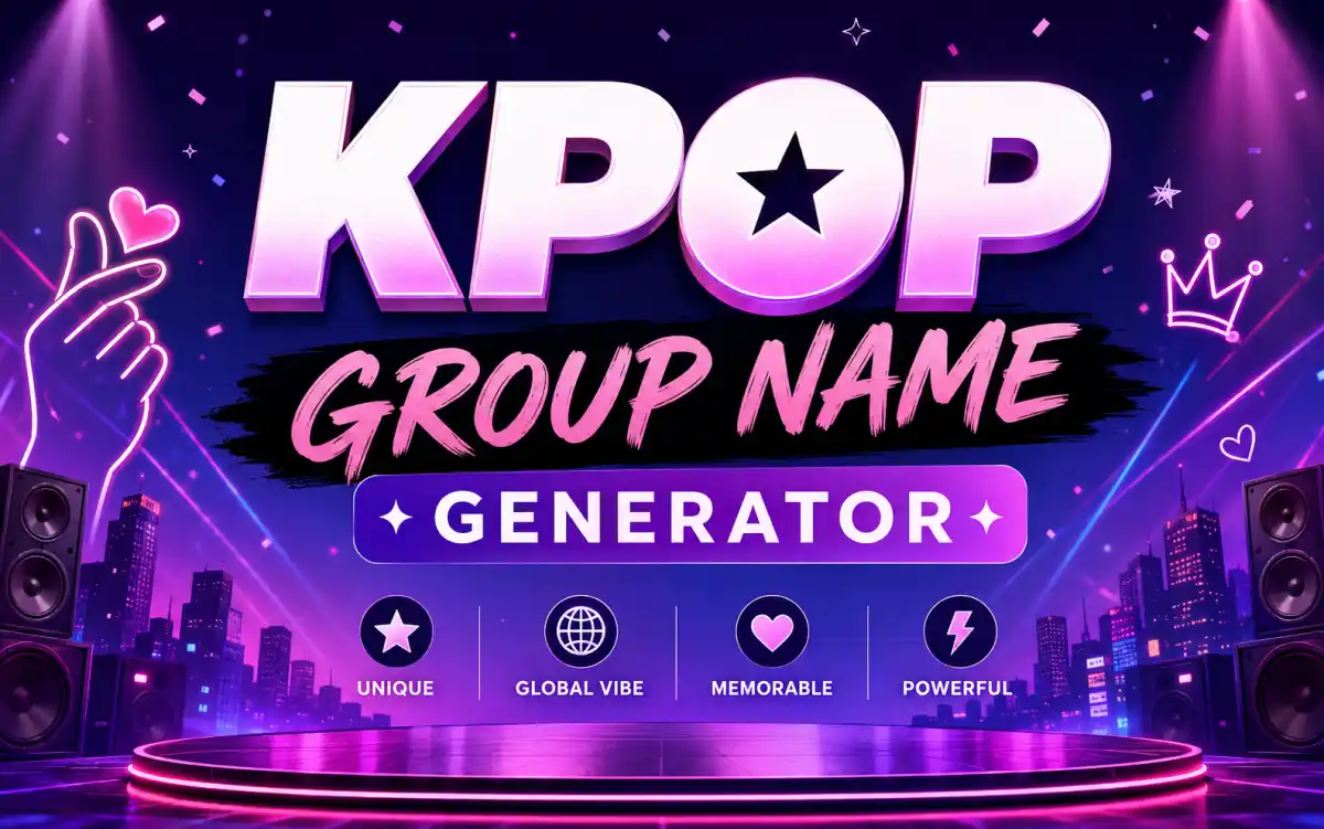K-pop group name concepts with bold styling and branding potential