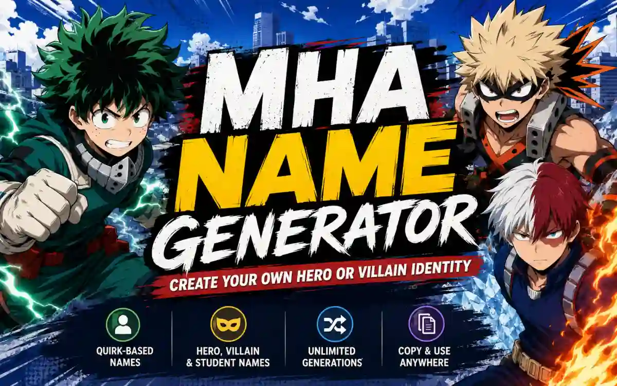 My Hero Academia inspired hero and villain name generator tool for OC creators and fanfiction writers