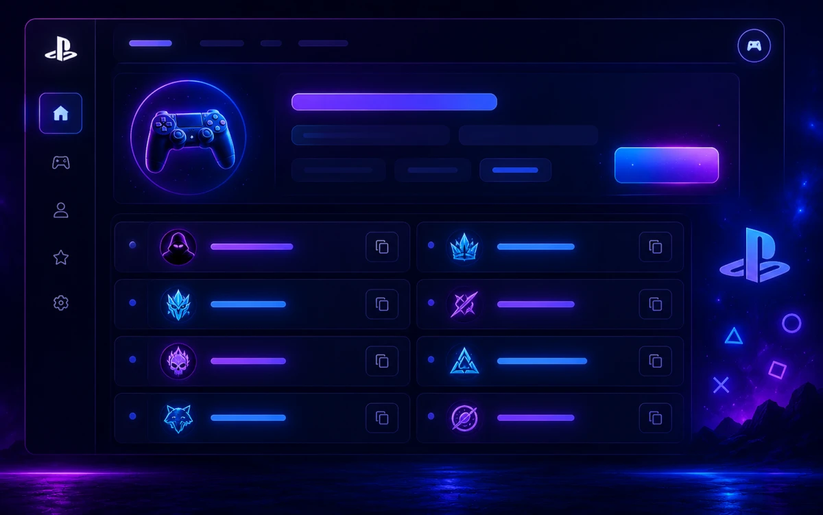 PlayStation name generator tool interface for creating unique PSN usernames instantly