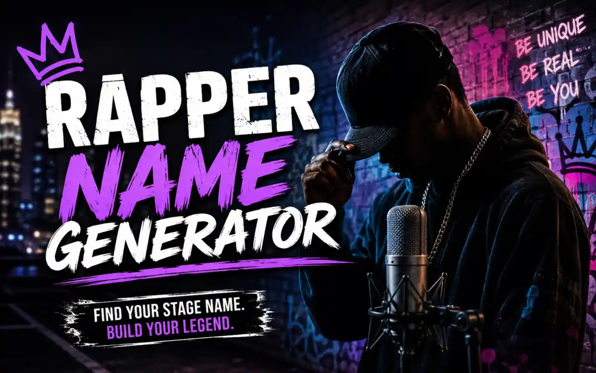 Hip-hop artist brainstorming rapper name ideas with notebook and headphones