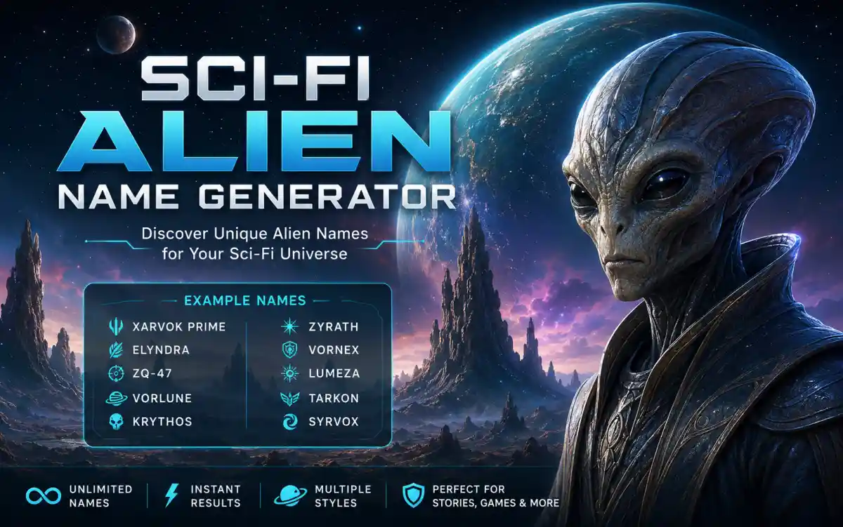 Sci-fi alien name generator tool for worldbuilding writers and game designers
