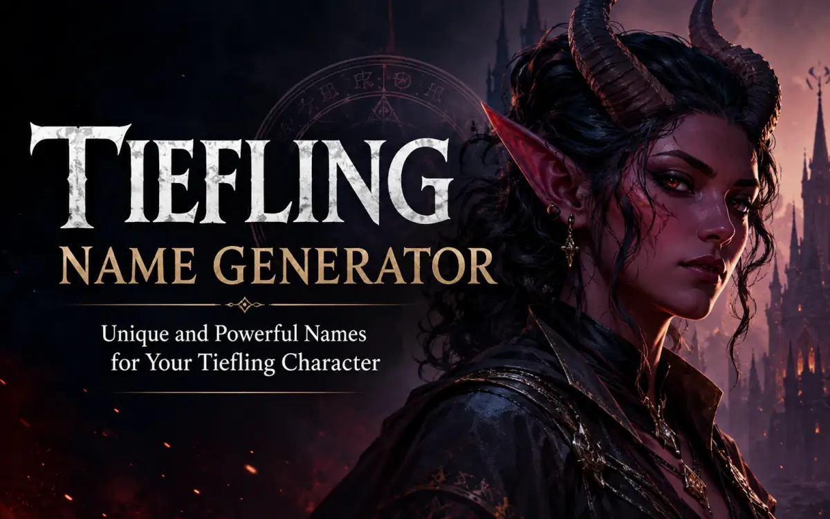 Tiefling character with infernal features and glowing eyes in a D&D fantasy setting