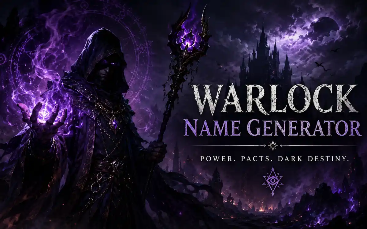 Dark warlock character concept with eldritch symbols and pact energy for D&D name inspiration
