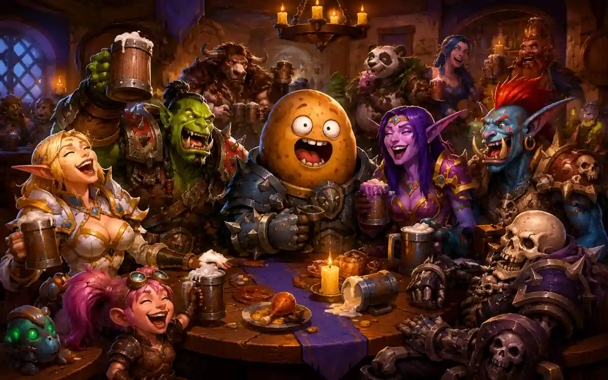 World of Warcraft Horde and Alliance characters showing naming styles from Orc to Night Elf